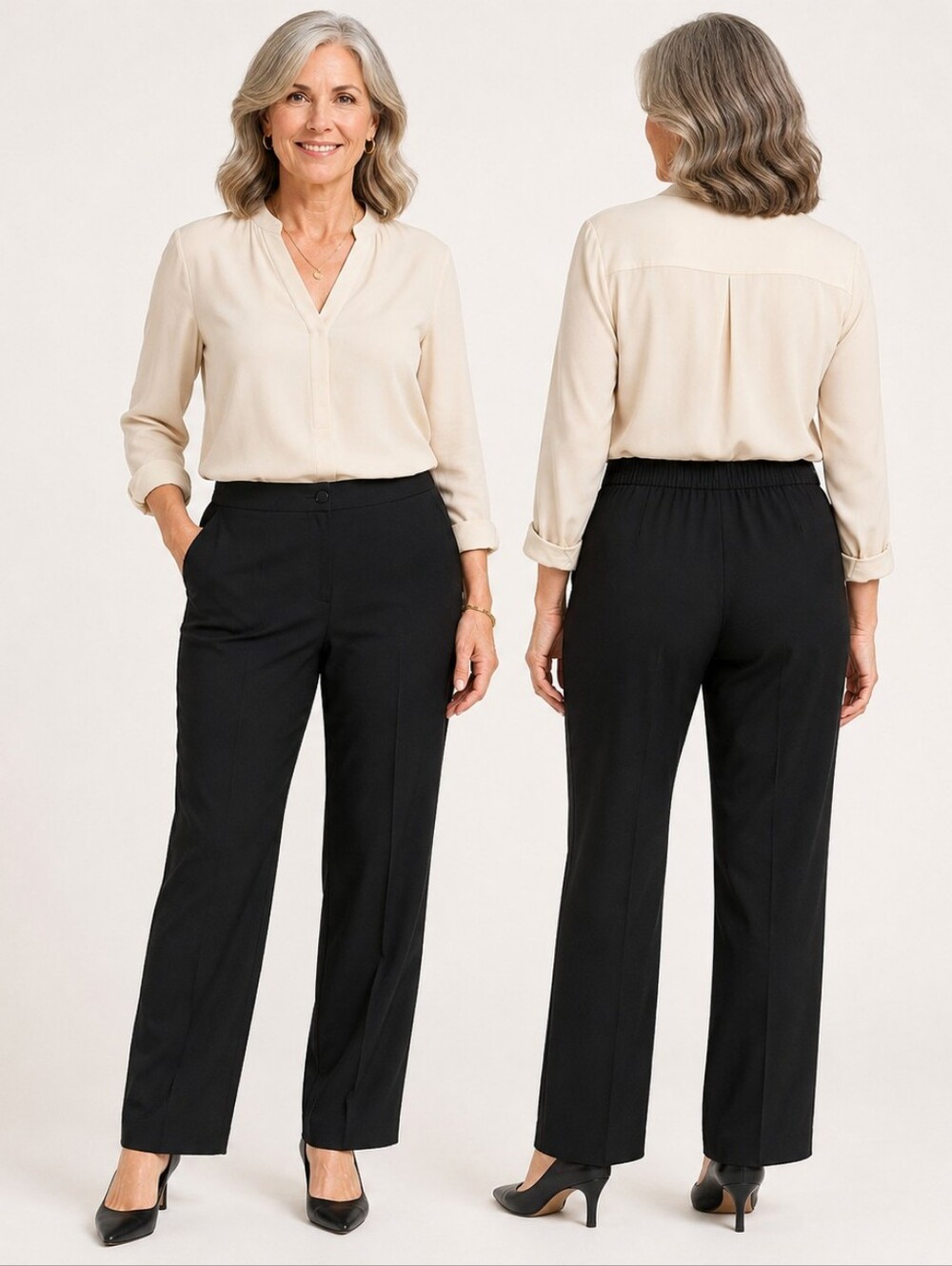 Sag Harbor Vintage Black Dress Pants Size 12 Straight Leg Career